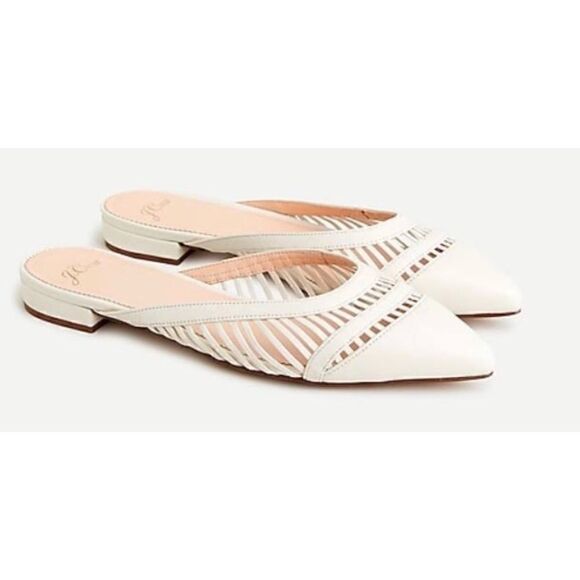 J.Crew $168 Backless  Leather Cage Mules in Cream Size 11 NWOB - Picture 1 of 4